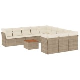 Set canapele de gradina cu perne, 12 piese, bej, poliratan