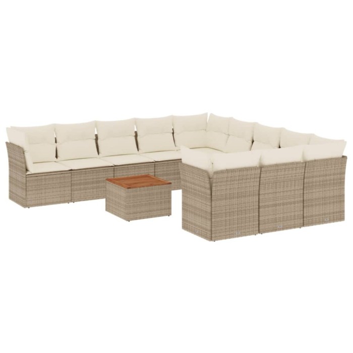 Set canapele de gradina cu perne, 12 piese, bej, poliratan