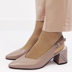 Pantofi taupe eleganti din piele naturala BY6883-4 02 foto