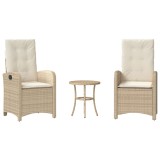 Cumpara ieftin Set bistro cu perne, 3 piese, bej, poliratan