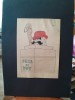 Caricatura, desen original in penita si ceracolor, semnata Iosif Ross 1899 - 1974, la urna de vot, cu paspartu
