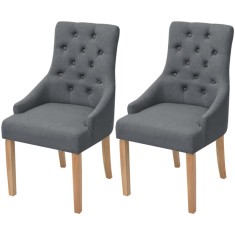 vidaXL Scaune de bucătărie, 2 buc., gri &icirc;nchis, material textil