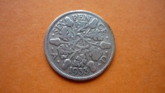 6 PENCE 1933 ARGINT *****