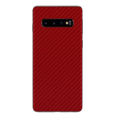 Set Folii Skin Acoperire 360 Compatibile cu Samsung Galaxy S10 (Set 2) - ApcGsm Wraps Carbon Geranium Red foto