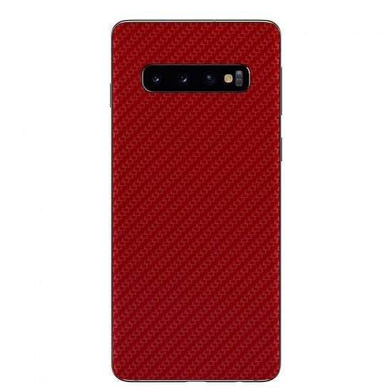 Set Folii Skin Acoperire 360 Compatibile cu Samsung Galaxy S10 (Set 2) - ApcGsm Wraps Carbon Geranium Red