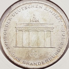 508 Germania 10 mark 1991 Brandenburg Gate in Berlin - A - km 177 argint