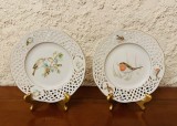 2 FARFURII DIN PORTELAN FIN- DECOR PASARI- MARCAJ BURG LINDAU D19,5CM