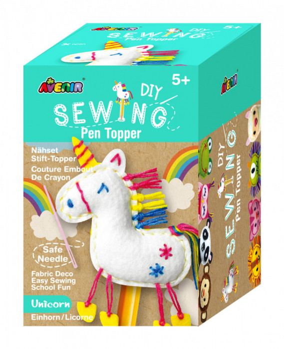 Set de cusut DIY - decoratiune topper pentru creion - Unicorn