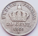 258 Franta 20 centimes 1866 Napoleon III km 805 argint, Europa