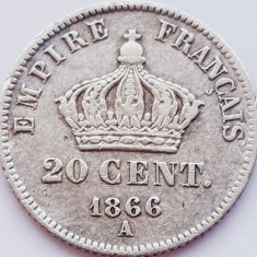 258 Franta 20 centimes 1866 Napoleon III km 805 argint