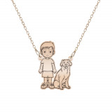 Childhood - Colier personalizat silueta copil cu animalut din argint 925 placat cu aur roz, Bijubox