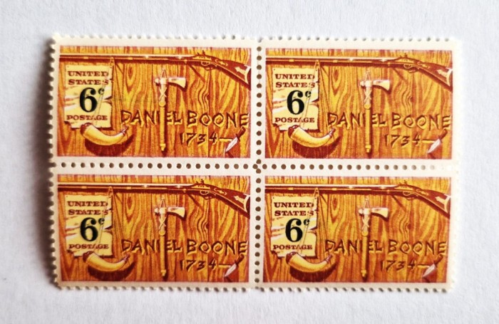4 timbre SUA Statele Unite bloc de 4 val. MNH 1968 Daniel Boone 6 cents