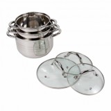 Set 3 cratite Inox cu capace 1.5L 2L 3L Zilan ZLN4083