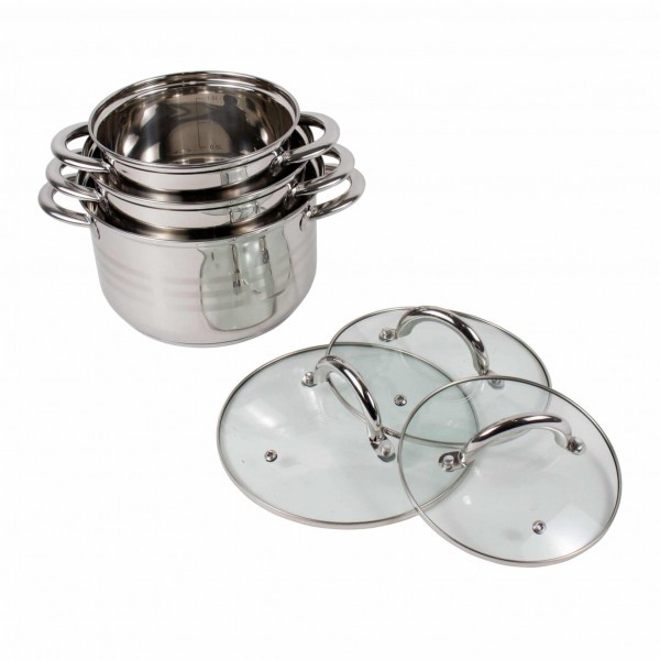 Set 3 cratite Inox cu capace 1.5L 2L 3L Zilan ZLN4083