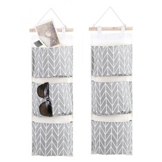 Organizator jucarii, 3 suporturi, pliabil, in/bumbac, 67 x 20cm, gri