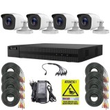 Sistem supraveghere Hilook, 8 camere 2MP IR 20m, DVR 8 canale 2MP, Accesorii montaj, Autocolant Rovision SafetyGuard Surveillance