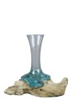 Cumpara ieftin Vaza flori sticla cu suport lemn 15 x 12 x 24 cm