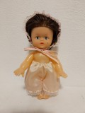 Papusa veche Aradeanca DINA anii 70-80, 22cm, par castaniu, bebe bebelus