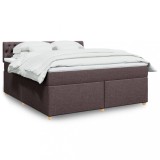 vidaXL Pat continental cu saltea maro &icirc;nchis 180x200cm material textil
