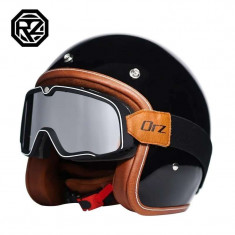 Casca open face retro motociclete +ochelari+cagula, marime L