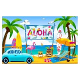 Fundal foto cu tematica Hawaii Dkpow, 185 x 110 cm, poliester, multicolor