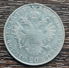 (A74) MONEDA DIN ARGINT AUSTRIA - 20 KREUZER 1842, LIT. C (PRAGA), AGATATA, RARA