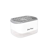 Dozator detergent de vase cu suport pentru burete, Sunmostar, ABS/Policarbonat, 13.97 x 9.91 x 8.51 cm, 355 ml, Alb/Gri