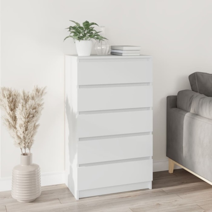 Gossi dulap cu sertar, alb, 60x36x103 cm, lemn prelucrat