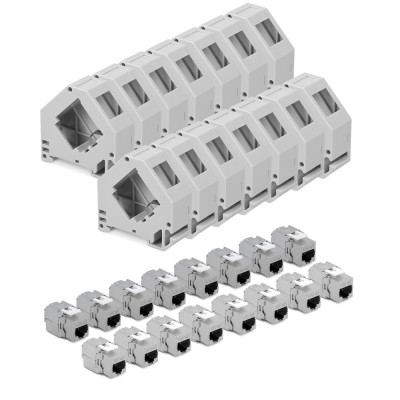 Set 16 Mufe CAT6A de 10 Gbit pentru cabluri Ethernet RJ45, Kwmobile, Gri, Metal, 47696.16 foto