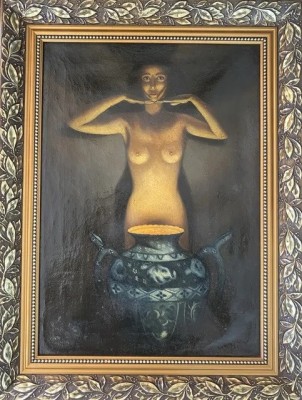 Ştefan Bucia-&amp;quot;Ezoterism cu nud&amp;quot;, pictură interbelică (1935) foto