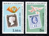 Maldives 1980 - Timbru pe timbru, expo Londra, serie neuzata