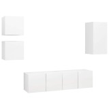 Cumpara ieftin Set dulapuri TV, 5 piese, alb, lemn prelucrat
