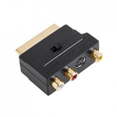 ADAPTOR EUROSCART - 3RCA+SVHS CU INTRERUPATOR GOLD