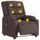 VidaXL Fotoliu electric de masaj rabatabil, maro &icirc;nchis, textil