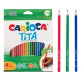 Set Creioane Colorate, Carioca, Tita, 24 Bucăți, Multicolor, V&acirc;rf Subțire