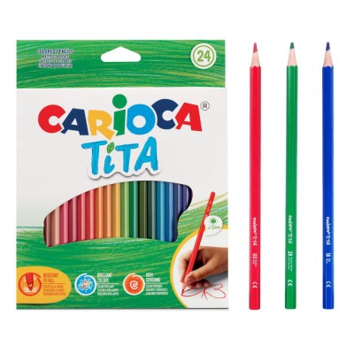 Set Creioane Colorate, Carioca, Tita, 24 Bucăți, Multicolor, V&amp;acirc;rf Subțire foto