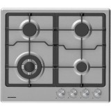 Plita incorporabila Heinner HBH-M495IWFIX, Gaz, 4 arzatoare, Gratar fonta, Wok, Aprindere electrica, Dispozitiv de siguranta, 60 cm, Inox