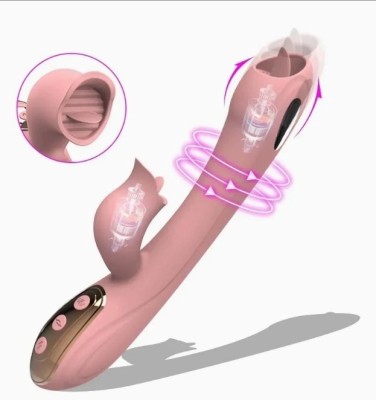 Vibrator Iepuras cu Electrostimulare, 10 Moduri Vibratii, 10 Moduri Licking, Silicon, USB, Roz, 22 cm, Mokko Toys foto