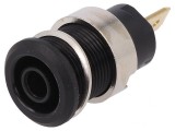 Soclu banană 4mm 24A 1kV negru aurit