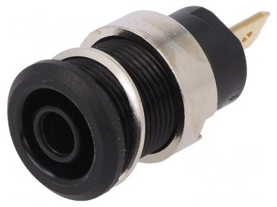 Soclu banană 4mm 24A 1kV negru aurit foto