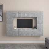 VidaXL Set de dulapuri TV, 8 piese, gri beton, lemn prelucrat