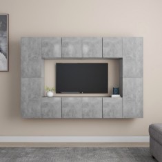 vidaXL Set de dulapuri TV, 8 piese, gri beton, PAL foto
