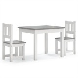 Cumpara ieftin Set masa&amp;scaun pentru copii, 3 piese, alb si gri, MDF