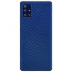 Set Folii Skin Acoperire 360 Compatibile cu Samsung Galaxy A71 (Set 2) - ApcGsm Wraps Carbon Blue
