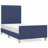 Cadru de pat cu tăblie, albastru, 80x200 cm, textil