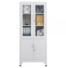Dulap Metalic Medicamente Instrumente Medicale Asamblat 80x40x192 cm, 4 polite, Usi Sticla+Metal, Gri RAL 7035, Picioare, Premium