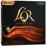 Capsule cafea L&amp;#039;OR Espresso Columbia, intensitate 8, 20 bauturi x 40 ml, compatibile cu sistemul Nespresso&reg;, 20 capsule aluminiu