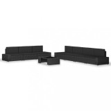 Cumpara ieftin Set mobilier de gradina, 8 piese, negru, poliratan