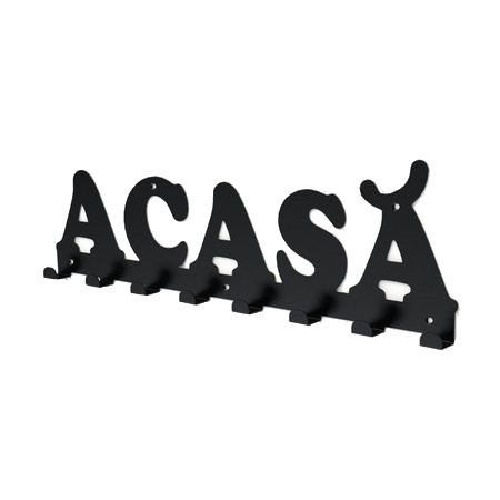 Cuier metalic Acasa culoare negru mat 58x19 cm