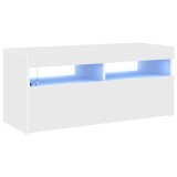Cumpara ieftin Comoda TV cu lumini LED, alb, 90x35x40 cm